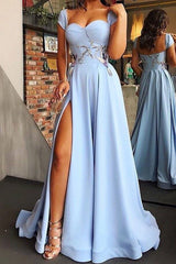 Light Blue Evening Dresses Floor-length Prom Evening Dresses-misshow.com