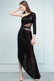 MISSHOW offers Long Sheath Sequined One-shoulder Prom Dresses with One-sleeve at a cheap price from Black, Sequined to Column Floor-length hem. Stunning yet affordable 3/4-Length Sleeves Prom Dresses.