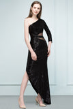 MISSHOW offers Long Sheath Sequined One-shoulder Prom Dresses with One-sleeve at a cheap price from Black, Sequined to Column Floor-length hem. Stunning yet affordable 3/4-Length Sleeves Prom Dresses.