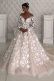 Long Sleeves Lace Designer Wedding Dress leeves