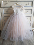 Lovely Tulle Lace Flower Girl Dress Wedding Party with Appliques-misshow.com