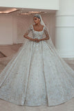 Luxurious A-line Long Sleeves Lace Wedding Dress With Train