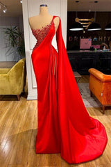 Luxurious Unique Red Sleeveless Split Mermaid Evening Dress-misshow.com
