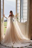 Luxury Beautiful Off-the-shoulder long sleeves a-line lace Wedding Dresses beading-misshow.com