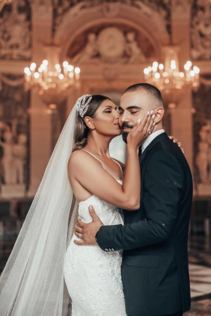 Luxury Long Mermaid Spaghetti Straps Glitter Wedding Dresses With Lace-misshow.com