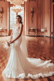 Luxury Long Mermaid Spaghetti Straps Glitter Wedding Dresses With Lace-misshow.com