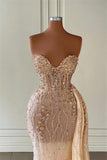 Luxury Long Sweetheart Sleeveless Mermaid Prom Dress With Beads-misshow.com
