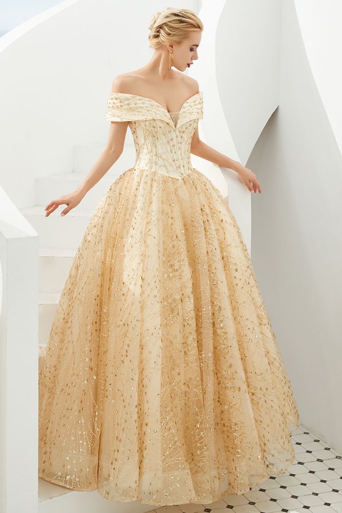Looking for Prom Dresses,Evening Dresses,Homecoming Dresses,Quinceanera dresses in Tulle, A-line,Ball Gown,Princess style, and Gorgeous Sequined work  MISSHOW has all covered on this elegant Luxury Off-the-Shoulder Tulle Ball Gown Sequins Princess Party Gown for Girls.