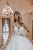 Luxury spaghetti straps sleeveless ball gown lace Wedding dress-misshow.com