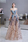 Luxury Sparkly Off-the-Shoulder Sequins Aline Prom Dress Floor Length
