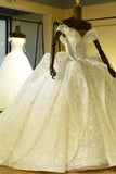 Luxury Sweetheart Lace-up Tulle Ball Gown Wedding Dress with Ruffles-misshow.com