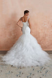 This elegant V-neck Tulle wedding dress with Beading,Sequined could be custom made in plus size for curvy women. Plus size Sleeveless Mermaid bridal gowns are classic yet cheap.