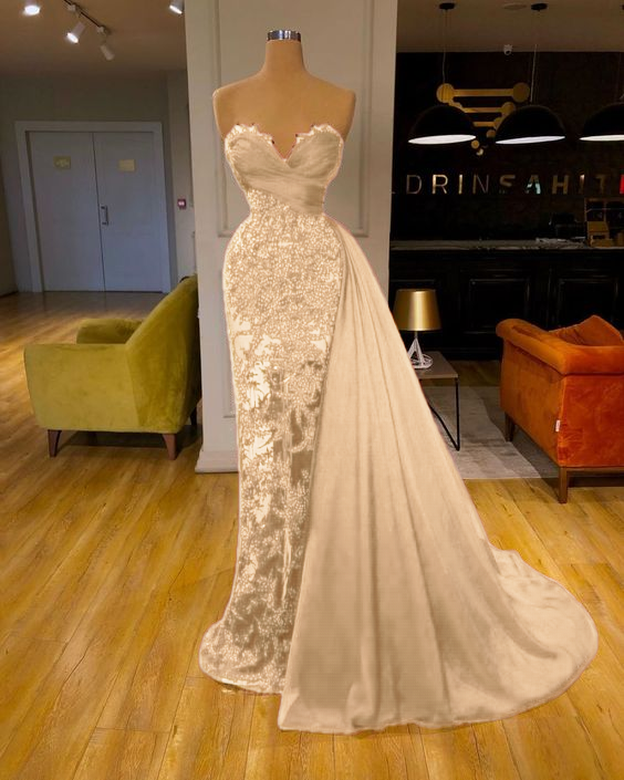 luxury Burgundy Detachable Train Mermaid Prom Evening Dresses with Lace