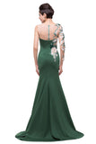 MISSHOW offers Mermaid  Bateau Floor-length One-Shoulder Prom Dresses at a cheap price from Dark Green, Taffeta,Lace to Mermaid Floor-length hem. Stunning yet affordable 3/4-Length Sleeves Prom Dresses,Evening Dresses.