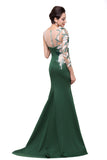 MISSHOW offers Mermaid  Bateau Floor-length One-Shoulder Prom Dresses at a cheap price from Dark Green, Taffeta,Lace to Mermaid Floor-length hem. Stunning yet affordable 3/4-Length Sleeves Prom Dresses,Evening Dresses.