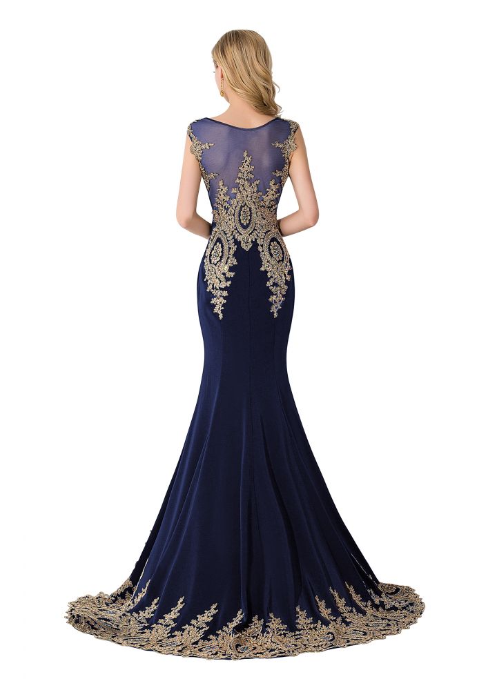 MISSHOW offers Mermaid Court Train Chiffon Evening Dress with Appliques at a cheap price from Red,Regency,Royal Blue,Dark Navy, 100D Chiffon to Mermaid  hem. Stunning yet affordable Sleeveless Prom Dresses,Evening Dresses.