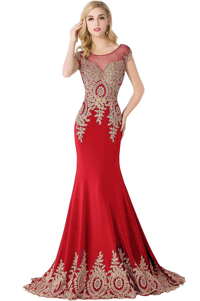 MISSHOW offers Mermaid Court Train Chiffon Evening Dress with Appliques at a cheap price from Red,Regency,Royal Blue,Dark Navy, 100D Chiffon to Mermaid  hem. Stunning yet affordable Sleeveless Prom Dresses,Evening Dresses.