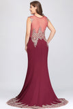 MISSHOW offers gorgeous Burgundy Jewel party dresses with delicately handmade Appliques in size 0-26W. Shop Floor-length prom dresses at affordable prices.