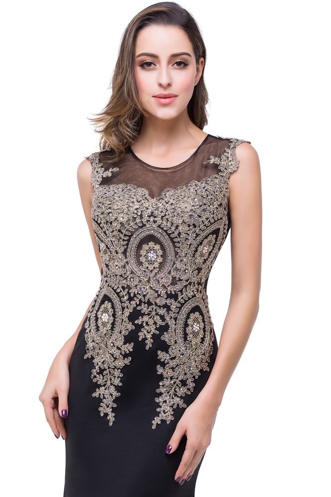 MISSHOW offers Mermaid Floor-length Chiffon Evening Dress with Appliques at a cheap price from Nude pink,Dusty Rose,Red,Burgundy,Royal Blue,Dark Navy,Black,Peacock,Mint Green, 100D Chiffon to Mermaid Floor-length hem. Stunning yet affordable Sleeveless Prom Dresses,Evening Dresses.