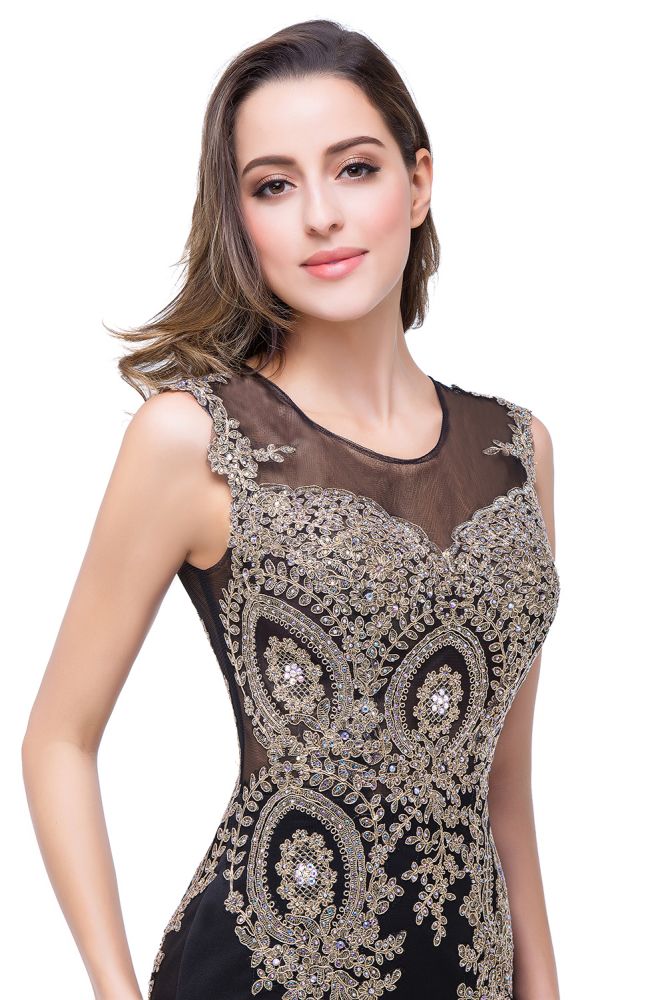 MISSHOW offers Mermaid Floor-length Chiffon Evening Dress with Appliques at a cheap price from Nude pink,Dusty Rose,Red,Burgundy,Royal Blue,Dark Navy,Black,Peacock,Mint Green, 100D Chiffon to Mermaid Floor-length hem. Stunning yet affordable Sleeveless Prom Dresses,Evening Dresses.