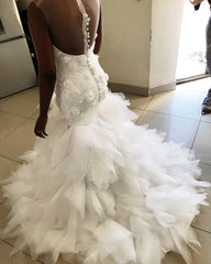 Find this Chic Deep V-neck White Wedding Dressat Misshow, available in everyone color and size you could possibly imagine, which makes picking out the perfect prom dress for your big day easily!