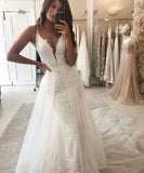 Find this Chic Deep V-neck White Wedding Dressat Misshow, available in everyone color and size you could possibly imagine, which makes picking out the perfect prom dress for your big day easily!