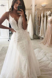 Mermaid Garden Bridal Gown Wedding Dress V-Neck Straps Detachable Train