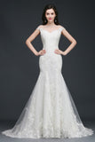 Mermaid Jewel Tulle Lace Wedding Dress