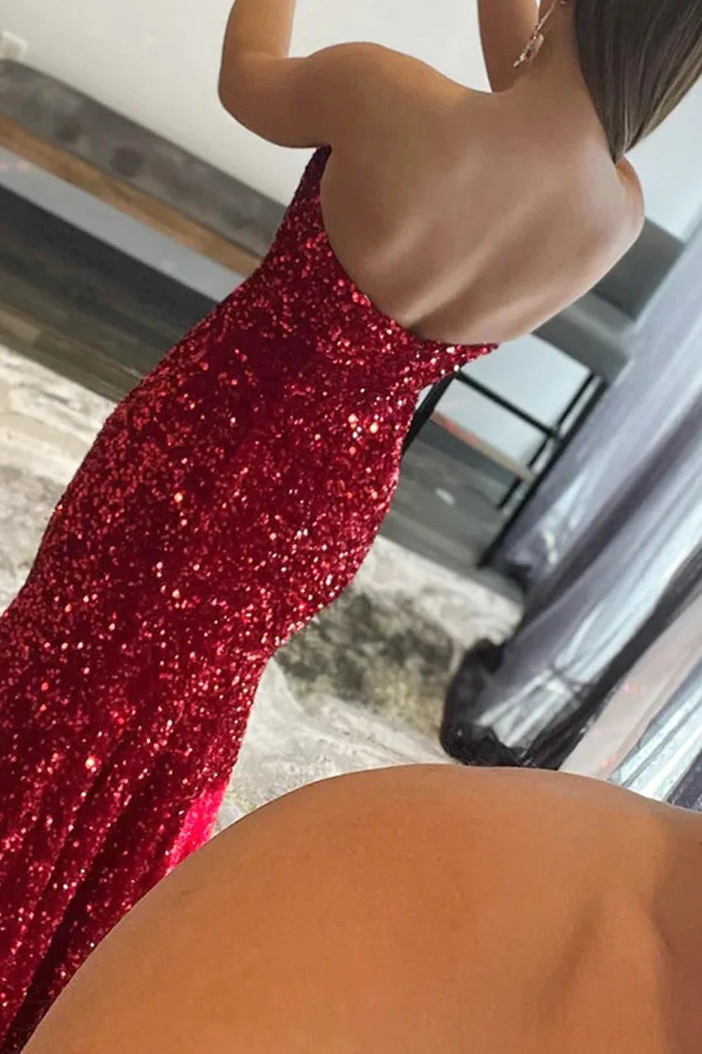Mermaid Royal Blue Sequin Strapless Prom Dress