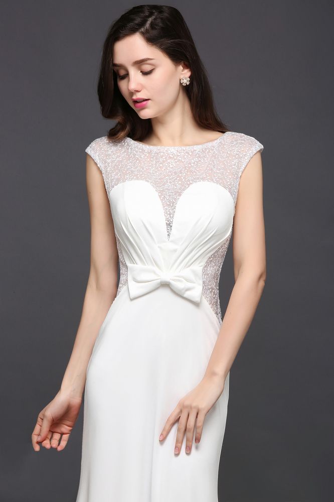 MISSHOW offers gorgeous White,Ivory Scoop party dresses with delicately handmade Beading in size 0-26W. Shop Floor-length prom dresses at affordable prices.
