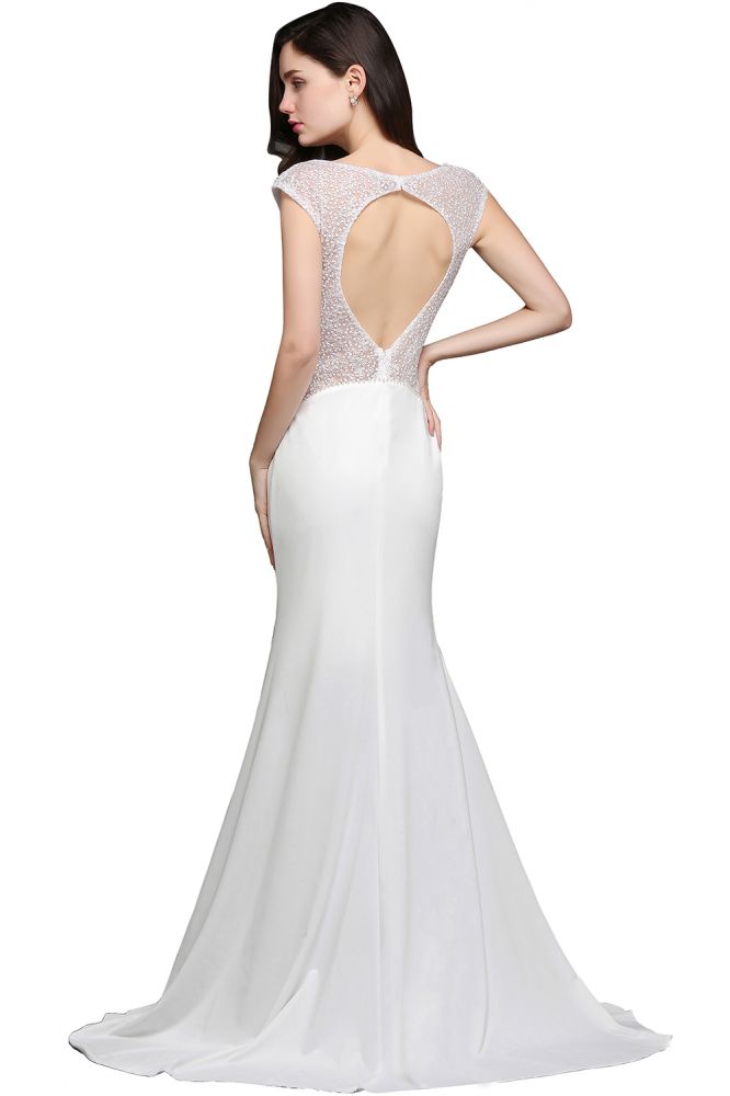 MISSHOW offers gorgeous White,Ivory Scoop party dresses with delicately handmade Beading in size 0-26W. Shop Floor-length prom dresses at affordable prices.
