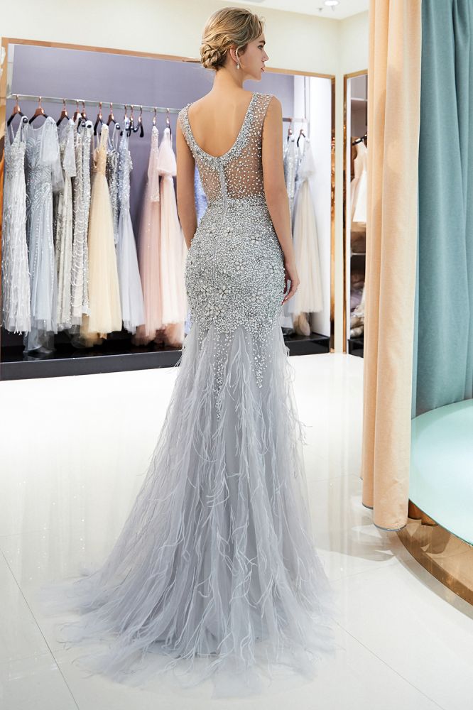 MISSHOW offers Mermaid Sleeveless Illusion Neckline Crystal Sqeuined Tulle Evening Dress at a good price from Gray,Tulle to Mermaid Floor-length them. Stunning yet affordable Sleeveless Prom Dresses,Evening Dresses.