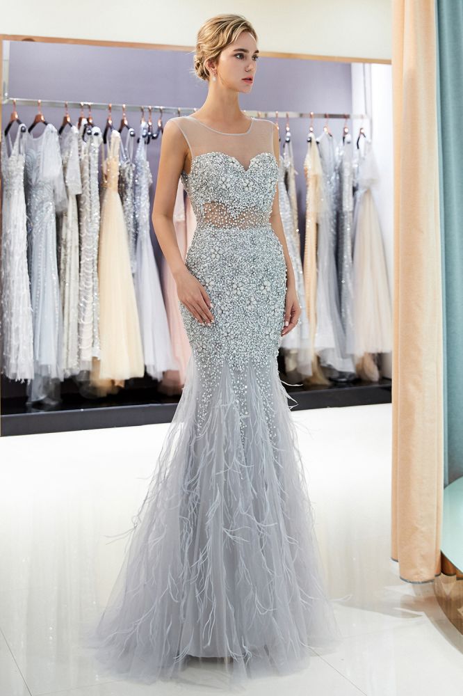 MISSHOW offers Mermaid Sleeveless Illusion Neckline Crystal Sqeuined Tulle Evening Dress at a good price from Gray,Tulle to Mermaid Floor-length them. Stunning yet affordable Sleeveless Prom Dresses,Evening Dresses.