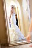 Mermaid Sleeveless Sweetheart Ruffless Wedding Dress-misshow.com