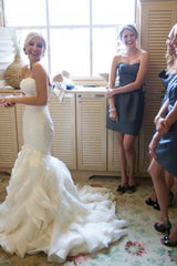 Mermaid Sleeveless Sweetheart Ruffless Wedding Dress-misshow.com