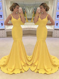Mermaid Spaghetti Straps Sleeveless With Layers Satin Prom Dresses