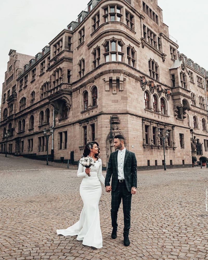 Find this Chic Deep V-neck White Wedding Dressat Misshow, available in everyone color and size you could possibly imagine, which makes picking out the perfect prom dress for your big day easily!