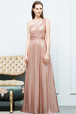 Misshow A-line Sequined One-shoulder Floor-Length Evening Dress Evening Dress