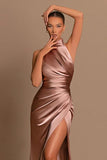 Modern Long A-line High Neck Sleeveless Prom Dress With Slit-misshow.com
