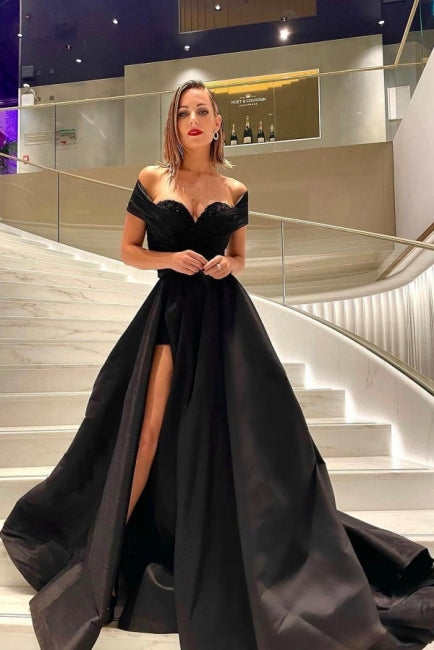 Modern Long Black Sequined Sleeveless Evening Dress With Slit-misshow.com