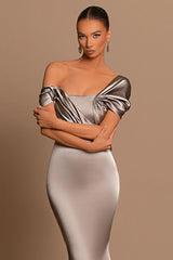 Modern Long Mermaid Off-the-shoulder Prom Dress With Train-misshow.com