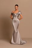 Modern Long Mermaid Off-the-shoulder Prom Dress With Train-misshow.com