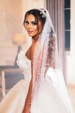 Modern Princess Sleeveless A-line Wedding Dresses With Glitter-misshow.com