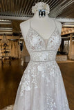 Modern Spaghetti Straps A-Line Wedding dresses With Lace-misshow.com