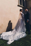 Modern V-neck Sleeveless A-line Wedding Dresses With Lace-misshow.com