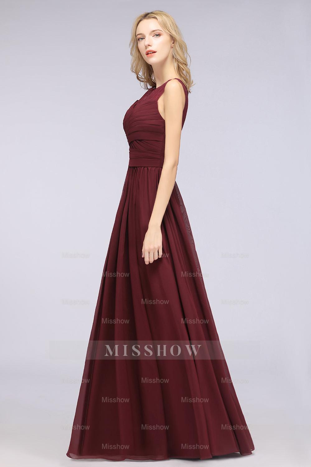Modest Chiffon Lace Scoop Ruffle Burgundy Bridesmaid dresses Affordable Modest Chiffon Lace Scoop Ruffle Burgundy Bridesmaid dresses Affordable