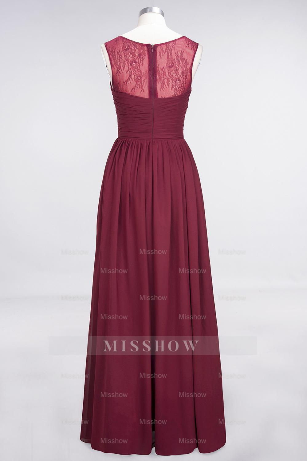 Modest Chiffon Lace Scoop Ruffle Burgundy Bridesmaid dresses Affordable Modest Chiffon Lace Scoop Ruffle Burgundy Bridesmaid dresses Affordable