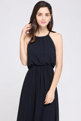 Modest High-Neck Halter Chiffon Junior Bridesmaid Dresses Affordable