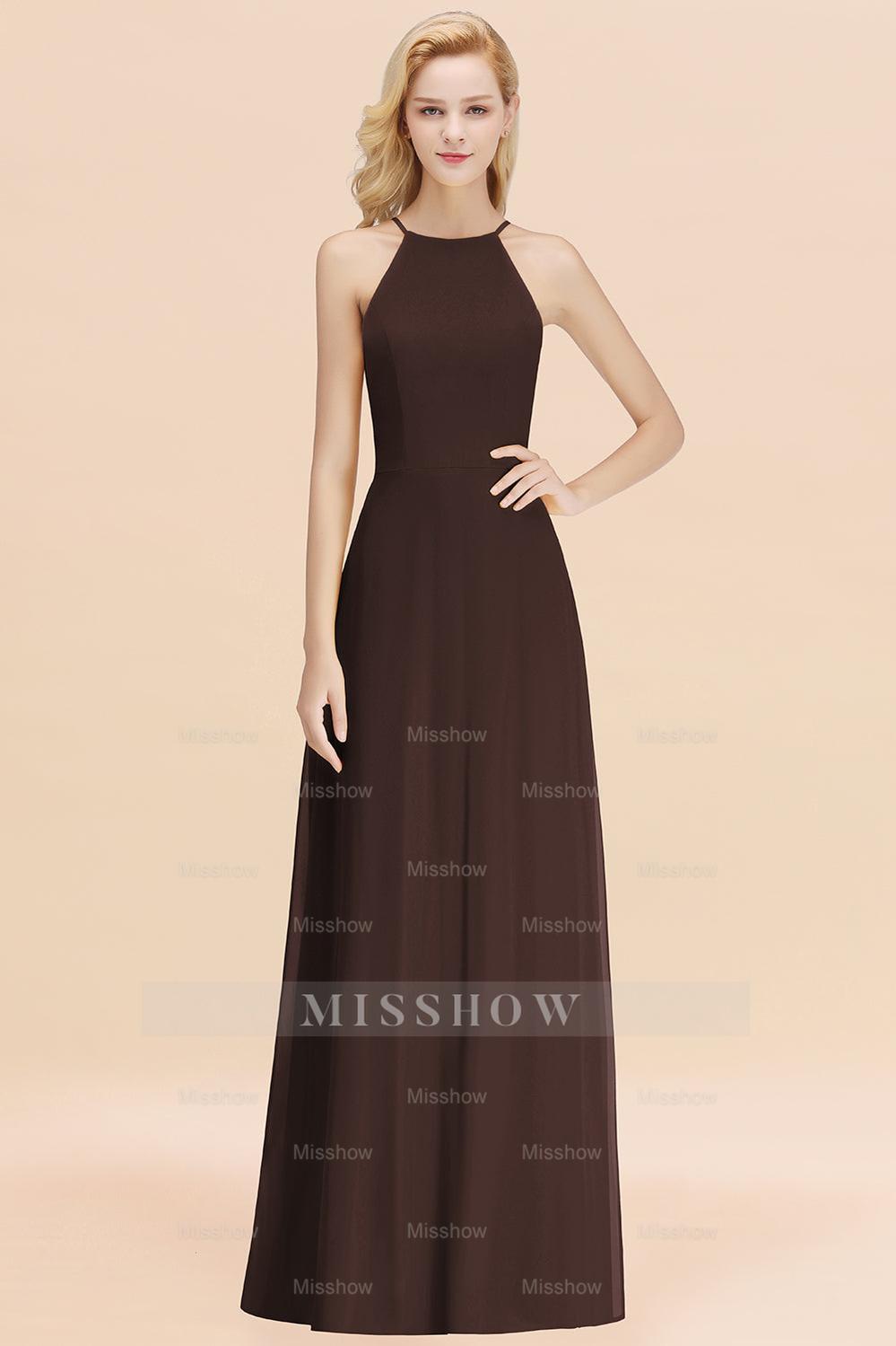 Modest High-Neck Yellow Chiffon Affordable Bridesmaid dresses Modest High-Neck Yellow Chiffon Affordable Bridesmaid dresses