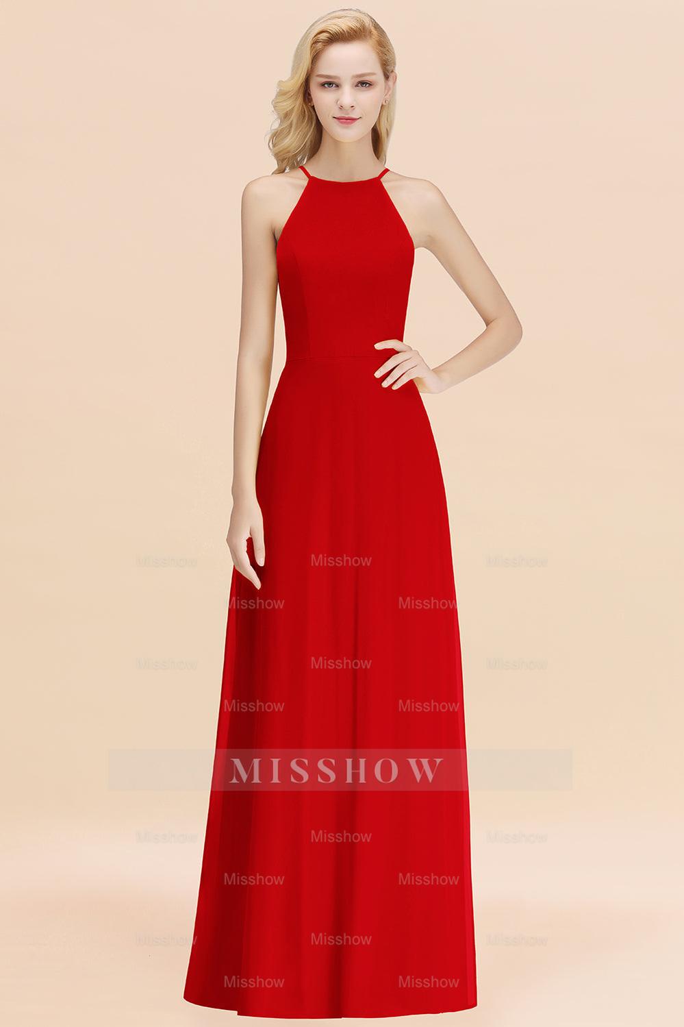 Modest High-Neck Yellow Chiffon Affordable Bridesmaid dresses – misshow.com Modest High-Neck Yellow Chiffon Affordable Bridesmaid dresses – misshow.com